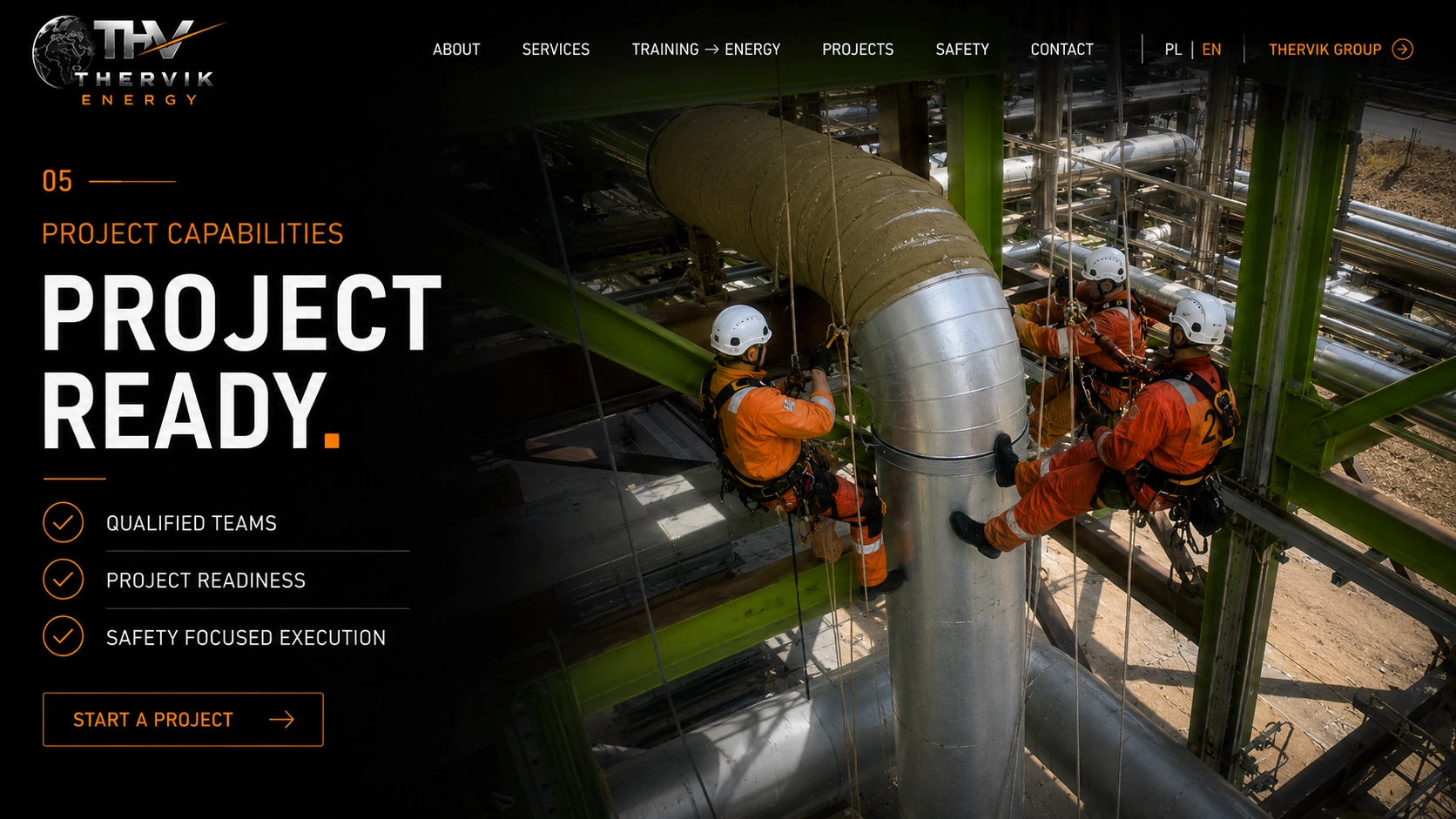 THERVIK ENERGY qualified teams for industrial project execution across Europe