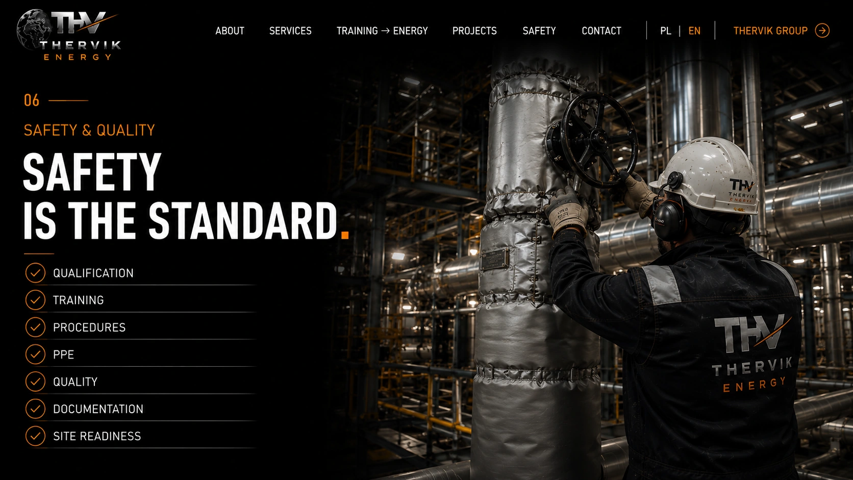 THERVIK ENERGY safety and quality standards for industrial projects