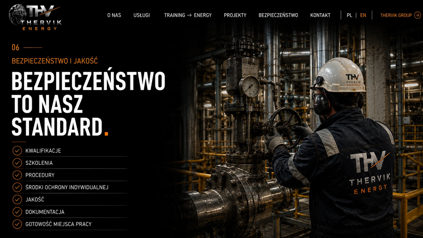THERVIK ENERGY safety and quality standards for industrial projects